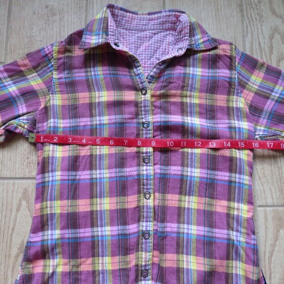 Ralph Lauren Polo Reversible Pink Plaid Snap Blouse Size S - Picture 7 of 11